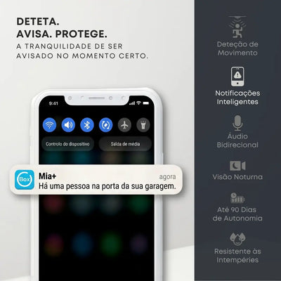 Notificação inteligente no smartphone com deteção de movimento da mini câmara Wi-FiNotificação inteligente no smartphone com deteção de movimento da mini câmara Wi-Fi
