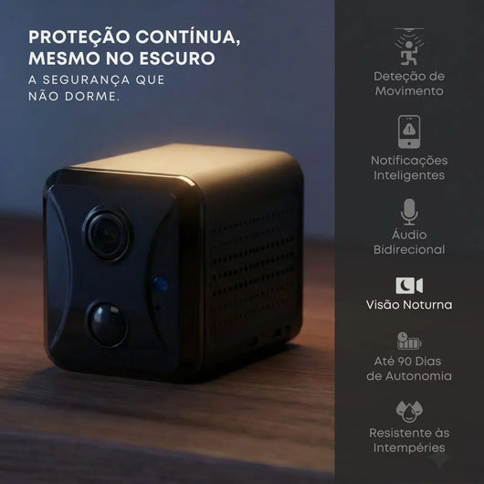 Mini câmara de vigilância com visão noturna infravermelha para segurança durante a noite
